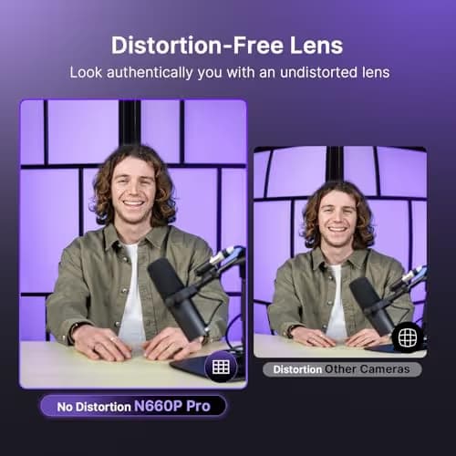 NexiGo N660P Pro 4K Webcam with Distortion-Free Lens, 1080p 60 fps Autofocus USB Streaming Camera, 3DNR, Noise-Canceling Mics & Privacy Cover, Web Cam for Gaming/Live Streaming/PC/Mac/Switch 2, Black image