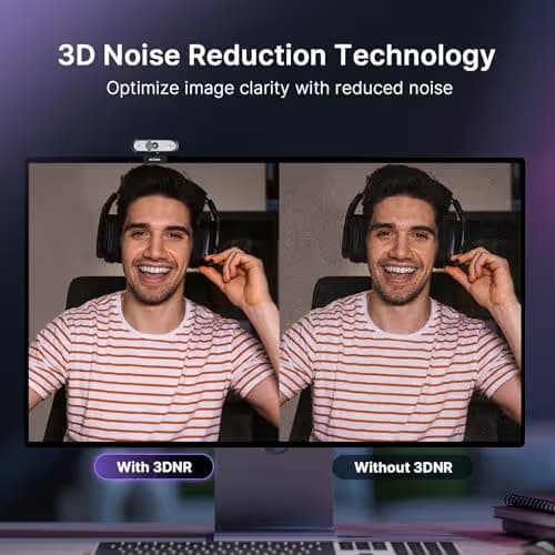 NexiGo N660P Pro 4K Webcam with Distortion-Free Lens, 1080p 60 fps Autofocus USB Streaming Camera, 3DNR, Noise-Canceling Mics & Privacy Cover, Web Cam for Gaming/Live Streaming/PC/Mac/Switch 2, Black image