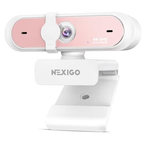 NexiGo N660P Pro 4K Webcam with Distortion-Free Lens, 1080p 60 fps Autofocus USB Streaming Camera, 3DNR, Noise-Canceling Mics & Privacy Cover, Web Cam for Gaming/Live Streaming/PC/Mac/Switch 2, Pink main image