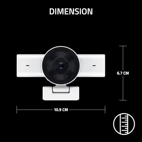 Razer Kiyo V2 X Streaming Webcam: 1440p 60 FPS - Auto Focus - Built-in Microphone - Wide Angle Lense - Integrated Privacy Shutter - Works with OBS, Xsplit, Streamlabs, Discord, Zoom, Teams - White image