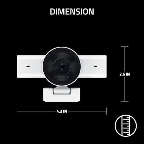 Razer Kiyo V2 X Streaming Webcam: 1440p 60 FPS - Auto Focus - Built-in Microphone - Wide Angle Lense - Integrated Privacy Shutter - Works with OBS, Xsplit, Streamlabs, Discord, Zoom, Teams - White image
