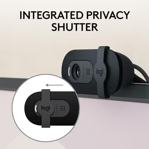 Logitech Brio 101 Full HD 1080p Webcam for Meetings,Streaming,Desktop,Laptop,PC - Built-in Mic,Shutter,Works with Zoom,Microsoft Teams,Nintendo Switch 2’s New GameChat Mode,USB-A,-Black,(Pack of 4) image