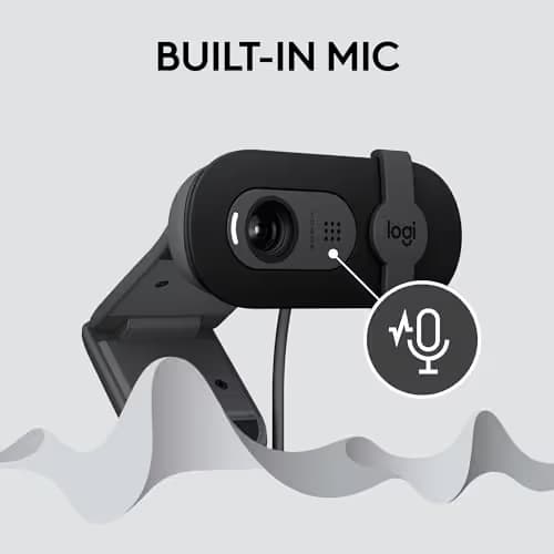 Logitech Brio 101 Full HD 1080p Webcam for Meetings,Streaming,Desktop,Laptop,PC - Built-in Mic,Shutter,Works with Zoom,Microsoft Teams,Nintendo Switch 2’s New GameChat Mode,USB-A,-Black,(Pack of 4) image