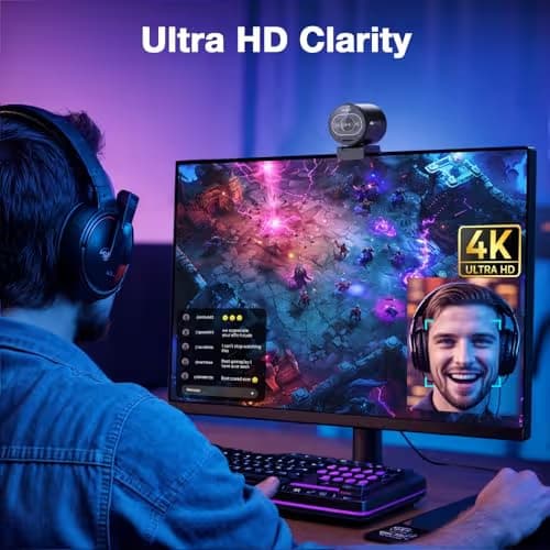 EMEET S600 4K Webcam with Tripod for Streaming - Sony 1/2.55'' Sensor, PDAF Autofocus, 1080P@60FPS, 2 Noise Reduction Mics, Built-in Privacy Cover, 73° FOV, Streaming Webcam for Product/Game/Beauty image