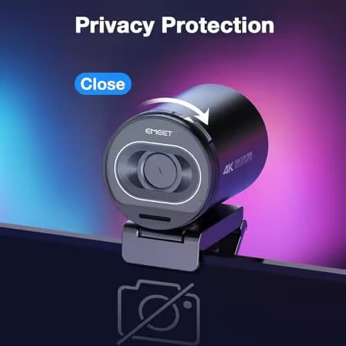 EMEET S600 4K Webcam with Tripod for Streaming - Sony 1/2.55'' Sensor, PDAF Autofocus, 1080P@60FPS, 2 Noise Reduction Mics, Built-in Privacy Cover, 73° FOV, Streaming Webcam for Product/Game/Beauty image