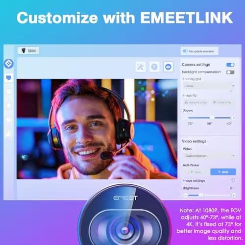 EMEET S600 4K Webcam with Tripod for Streaming - Sony 1/2.55'' Sensor, PDAF Autofocus, 1080P@60FPS, 2 Noise Reduction Mics, Built-in Privacy Cover, 73° FOV, Streaming Webcam for Product/Game/Beauty image