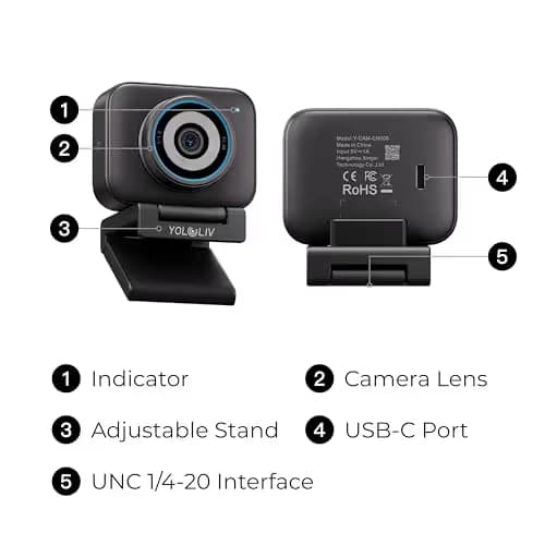 YOLOLIV YoloCam S3, 4K Streaming Webcam, DSLR-Like Control, Cinematic Effects, 4X Zoom, HDR, Uncompressed Video, Optimized PD AutoFocus | USB-C for PC & Mac image