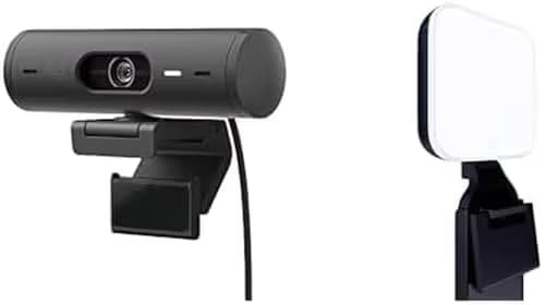 Logitech Brio 501 Full HD Webcam with Auto Light Correction + Litra Glow Premium LED Streaming Light with TrueSoft, adjustable monitor mount main image