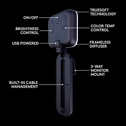 Logitech Brio 501 Full HD Webcam with Auto Light Correction + Litra Glow Premium LED Streaming Light with TrueSoft, adjustable monitor mount image