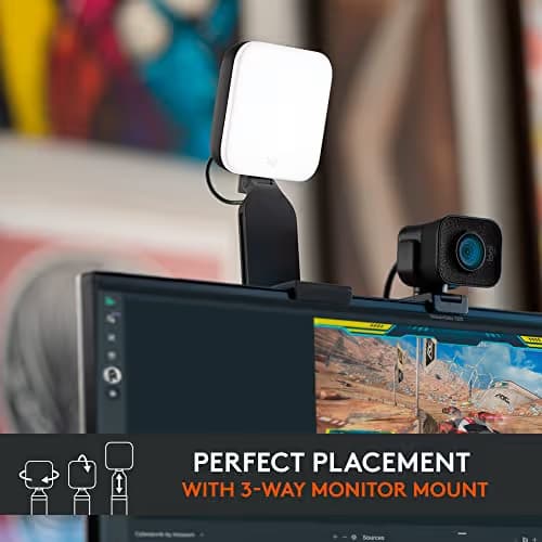Logitech Brio 501 Full HD Webcam with Auto Light Correction + Litra Glow Premium LED Streaming Light with TrueSoft, adjustable monitor mount image