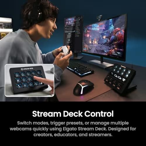 Insta360 Link 2 Pro Get-Set Bundle – 4K PTZ Webcam for PC/Mac, 1/1.3” Sensor, Low-Light, AI Tracking, HDR, Directional Noise-Canceling Mics, Supports Stream Deck, Zoom, Teams, Twitch for Streaming image