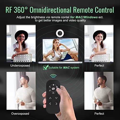 Angetube Streaming Webcam with Microphone: 1080P 60FPS USB Web Cam with Ring Light and Remote Control - HD Web Camera with 5X Digital Zoom Built in Privacy Cover,for PC|Computer|Laptop|Mac|Desktop image