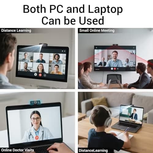 2K Webcam with Microphone, 1440P QHD Web Cam for Desktop Computer, Plug and Play USB Computer Camera for Laptop/PC, Streaming Web Camera with Auto Light Correction for Zoom/Teams/Skype, Mac/Windows image