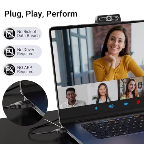 2K Webcam with Microphone, 1440P QHD Web Cam for Desktop Computer, Plug and Play USB Computer Camera for Laptop/PC, Streaming Web Camera with Auto Light Correction for Zoom/Teams/Skype, Mac/Windows image