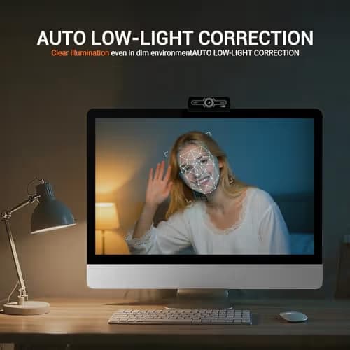 2K Webcam with Microphone, 1440P QHD Web Cam for Desktop Computer, Plug and Play USB Computer Camera for Laptop/PC, Streaming Web Camera with Auto Light Correction for Zoom/Teams/Skype, Mac/Windows image