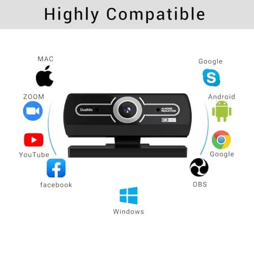 2K Webcam with Microphone, 1440P QHD Web Cam for Desktop Computer, Plug and Play USB Computer Camera for Laptop/PC, Streaming Web Camera with Auto Light Correction for Zoom/Teams/Skype, Mac/Windows image