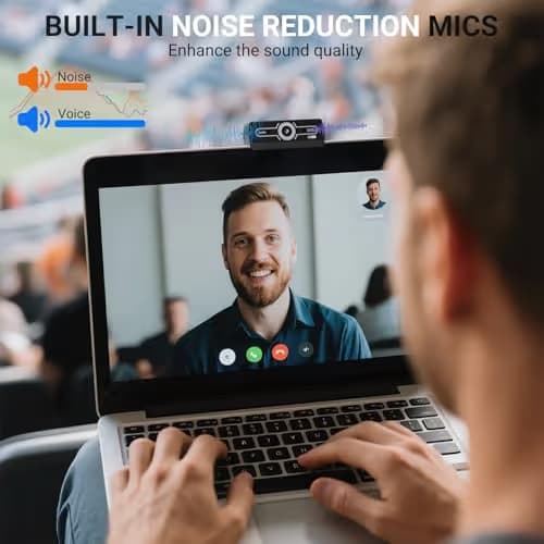 2K Webcam with Microphone, 1440P QHD Web Cam for Desktop Computer, Plug and Play USB Computer Camera for Laptop/PC, Streaming Web Camera with Auto Light Correction for Zoom/Teams/Skype, Mac/Windows image