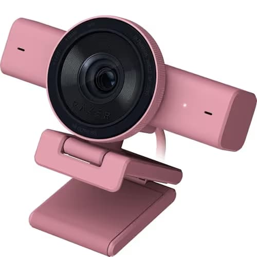Razer Kiyo V2 Streaming Webcam: 4K 30 FPS, 1080p 60 FPS - AI Powered Auto-Framing - Built-in Microphone - Ultrawide Angle Lens - Privacy Cover - Works with OBS, Xsplit, Discord, Zoom, Teams - Pink main image