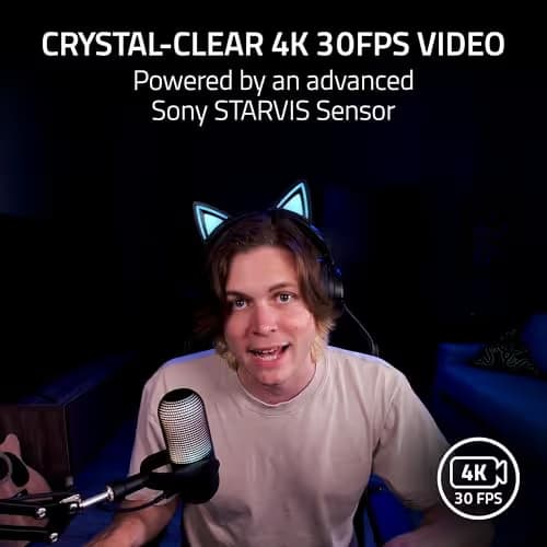 Razer Kiyo V2 Streaming Webcam: 4K 30 FPS, 1080p 60 FPS - AI Powered Auto-Framing - Built-in Microphone - Ultrawide Angle Lens - Privacy Cover - Works with OBS, Xsplit, Discord, Zoom, Teams - Pink image
