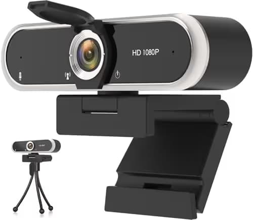 NIVEOLI Webcam 1080P with Microphone & Privacy Cover for PC/Laptop, USB Computer Camera Plug & Play with Auto Light Correction for Video Calls, Live Streaming Gaming & Online Meetings main image