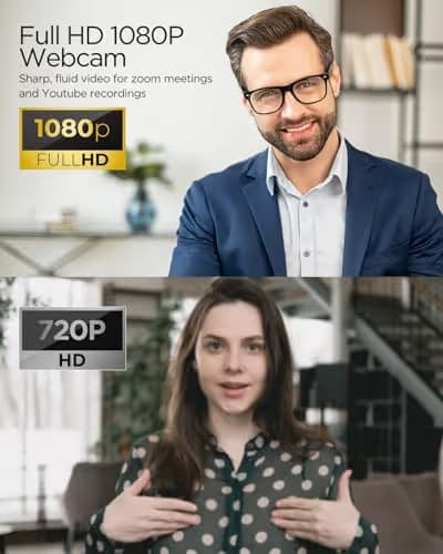 NIVEOLI Webcam 1080P with Microphone & Privacy Cover for PC/Laptop, USB Computer Camera Plug & Play with Auto Light Correction for Video Calls, Live Streaming Gaming & Online Meetings image