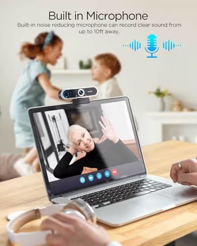 NIVEOLI Webcam 1080P with Microphone & Privacy Cover for PC/Laptop, USB Computer Camera Plug & Play with Auto Light Correction for Video Calls, Live Streaming Gaming & Online Meetings image