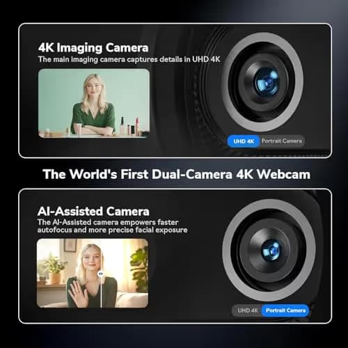 EMEET Piko+ (Piko Plus), World’s 1st Dual-Camera AI-Powered 4K Webcam, 1/2.55'' Sony Sensor, 3 Mics&3 Sound Modes, Panda Magnetic Privacy Cover, USB C-C&C-A, Ideal for Livestreamers image