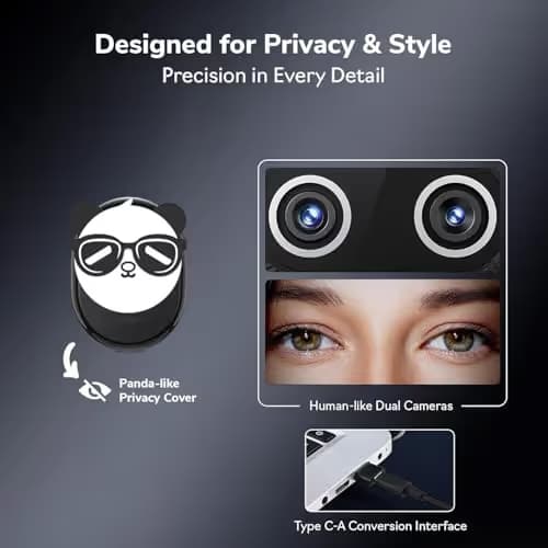 EMEET Piko+ (Piko Plus), World’s 1st Dual-Camera AI-Powered 4K Webcam, 1/2.55'' Sony Sensor, 3 Mics&3 Sound Modes, Panda Magnetic Privacy Cover, USB C-C&C-A, Ideal for Livestreamers image