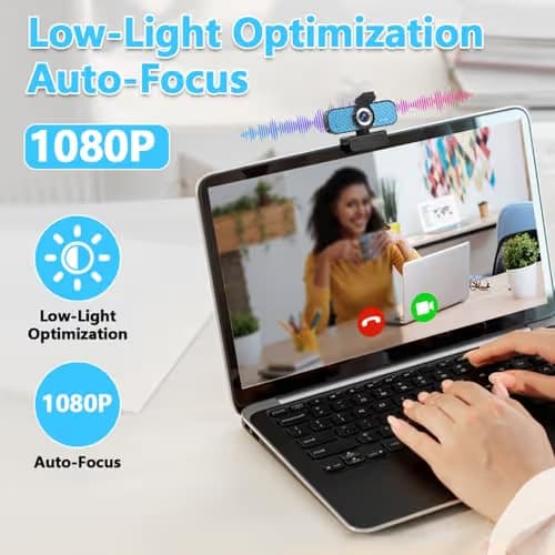 weishin Webcam 1080p, Built-in Microphone/Privacy Cover, Plug and Play USB Computer Camera, Wide Angle, Streaming Web Camera for Desktop Computer/PC for Laptop Mac Zoom Conference(No Tripod) image