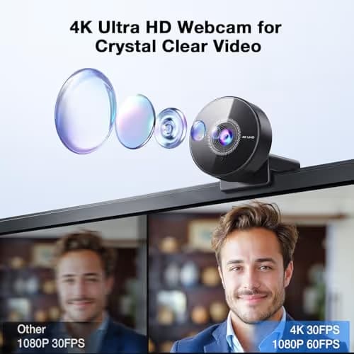 EMEET C950 4K Webcam for PC - PDAF Autofocus, USB Webcam with Microphone & Physical Privacy Cover, 1080P@60FPS, USB 2.0 Plug&Play, No Tripod Hole, Web Cam w/ 70°View for Meeting/Online Classes/Zoom image
