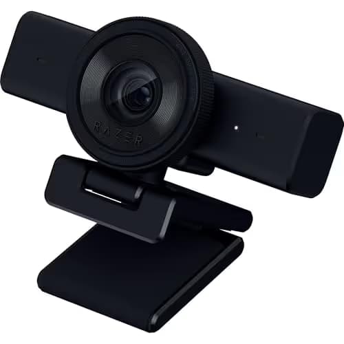 Razer Kiyo V2 X Streaming Webcam: 1440p 60 FPS - Auto Focus - Built-in Microphone - Wide Angle Lense - Integrated Privacy Shutter - Works with OBS, Xsplit, Streamlabs, Discord, Zoom, Teams - Black image