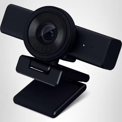 Razer Kiyo V2 X Streaming Webcam: 1440p 60 FPS - Auto Focus - Built-in Microphone - Wide Angle Lense - Integrated Privacy Shutter - Works with OBS, Xsplit, Streamlabs, Discord, Zoom, Teams - Black image