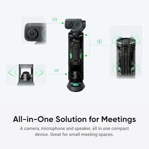 Insta360 WaveLink - 4K Conference Room Speakerphone and Camera, Speaker Tracking, 5m 360° Voice Pickup, Noise Reduction, AI Transcription and Summaries, Plug & Play, Works with Zoom, Teams image
