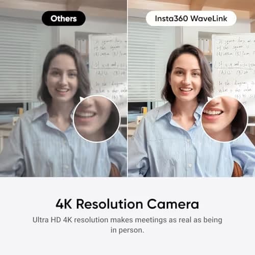Insta360 WaveLink - 4K Conference Room Speakerphone and Camera, Speaker Tracking, 5m 360° Voice Pickup, Noise Reduction, AI Transcription and Summaries, Plug & Play, Works with Zoom, Teams image
