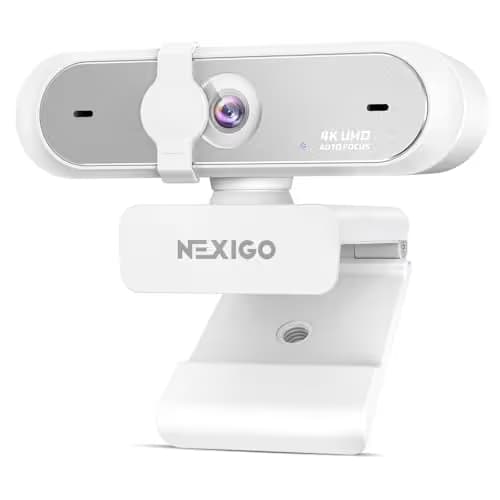 NexiGo N660P Pro 4K Webcam with Distortion-Free Lens, 1080p 60 fps Autofocus USB Streaming Camera, 3DNR, Noise-Canceling Mics & Privacy Cover, Web Cam for Gaming/Live Streaming/PC/Mac/Switch 2, White main image