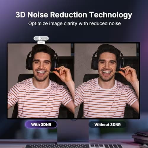 NexiGo N660P Pro 4K Webcam with Distortion-Free Lens, 1080p 60 fps Autofocus USB Streaming Camera, 3DNR, Noise-Canceling Mics & Privacy Cover, Web Cam for Gaming/Live Streaming/PC/Mac/Switch 2, White image
