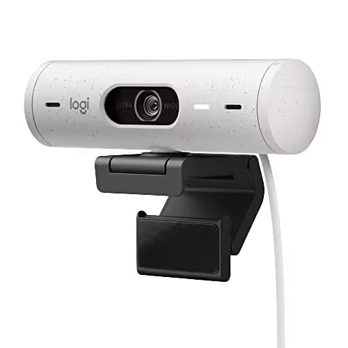 Logitech Brio 500 Full HD Webcam with Auto Light Correction,Show Mode, Dual Noise Reduction Mics, Webcam Privacy Cover, Works with Microsoft Teams, Google Meet, Zoom, USB-C Cable - Off White main image