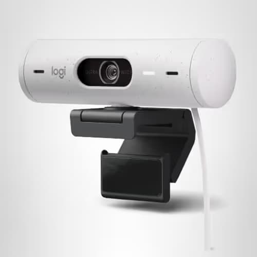 Logitech Brio 500 Full HD Webcam with Auto Light Correction,Show Mode, Dual Noise Reduction Mics, Webcam Privacy Cover, Works with Microsoft Teams, Google Meet, Zoom, USB-C Cable - Off White image