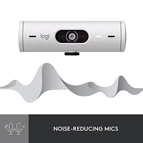 Logitech Brio 500 Full HD Webcam with Auto Light Correction,Show Mode, Dual Noise Reduction Mics, Webcam Privacy Cover, Works with Microsoft Teams, Google Meet, Zoom, USB-C Cable - Off White image