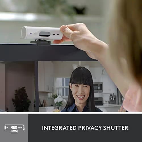 Logitech Brio 500 Full HD Webcam with Auto Light Correction,Show Mode, Dual Noise Reduction Mics, Webcam Privacy Cover, Works with Microsoft Teams, Google Meet, Zoom, USB-C Cable - Off White image