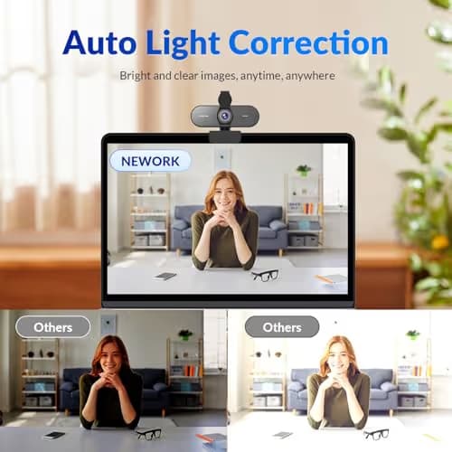 NEWORK 4K Webcam for PC with PDAF & CDAF Dual-autofocus, Ultra 4K HD, 2 Noise Reduction Mics, Auto Light Correction, Privacy Cover & Tripod, 79°FOV, Streaming Camera for PC, Mac, Laptop, Video Calls image