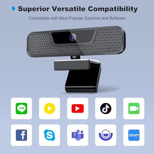 4K Auto Focus Webcam for PC, 4 AI Noise-Canceling Mics UHD Web cam, Auto Light Correction, 85°FOV Computer Web Camera, USB C Plug&Play Webcam with Tripod & Privacy Cover Works w/Zoom/Skype/Google image