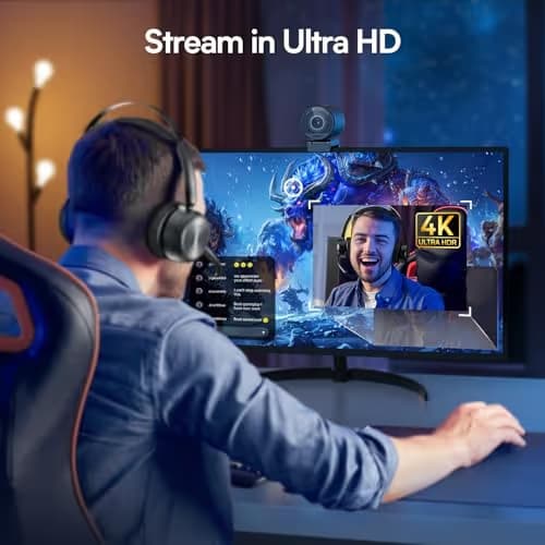 EMEET SmartCam S800-4K Webcam for Streaming, Sony 1/2'' Sensor, Supports HDR, PDAF&TOF Dual-autofocus, 1080P@60fps, 2 Noise-Cancelling Mics, 40°-73° FOV, Perfect for Live Streaming&Online Meetings image