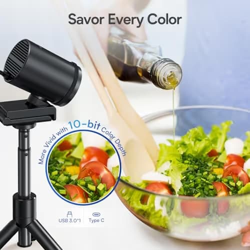 EMEET SmartCam S800-4K Webcam for Streaming, Sony 1/2'' Sensor, Supports HDR, PDAF&TOF Dual-autofocus, 1080P@60fps, 2 Noise-Cancelling Mics, 40°-73° FOV, Perfect for Live Streaming&Online Meetings image