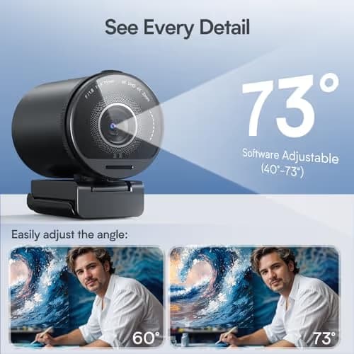 EMEET SmartCam S800-4K Webcam for Streaming, Sony 1/2'' Sensor, Supports HDR, PDAF&TOF Dual-autofocus, 1080P@60fps, 2 Noise-Cancelling Mics, 40°-73° FOV, Perfect for Live Streaming&Online Meetings image