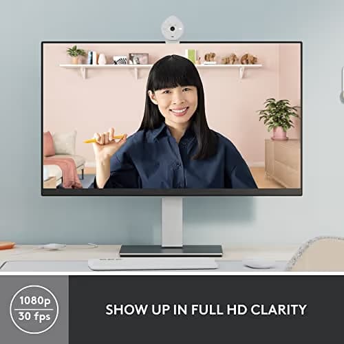 Logitech Brio 300 Full HD Webcam, auto Light Correction, Noise reducing mic, Privacy Shutter, USB-C, Works with Microsoft Teams, Google Meet, Zoom, for Streaming and Video Calling - White image
