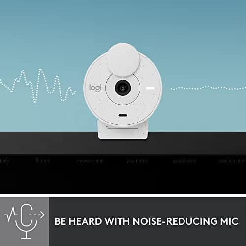 Logitech Brio 300 Full HD Webcam, auto Light Correction, Noise reducing mic, Privacy Shutter, USB-C, Works with Microsoft Teams, Google Meet, Zoom, for Streaming and Video Calling - White image
