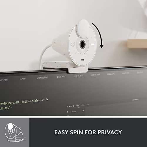 Logitech Brio 300 Full HD Webcam, auto Light Correction, Noise reducing mic, Privacy Shutter, USB-C, Works with Microsoft Teams, Google Meet, Zoom, for Streaming and Video Calling - White image