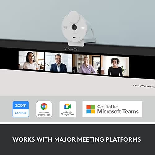 Logitech Brio 300 Full HD Webcam, auto Light Correction, Noise reducing mic, Privacy Shutter, USB-C, Works with Microsoft Teams, Google Meet, Zoom, for Streaming and Video Calling - White image