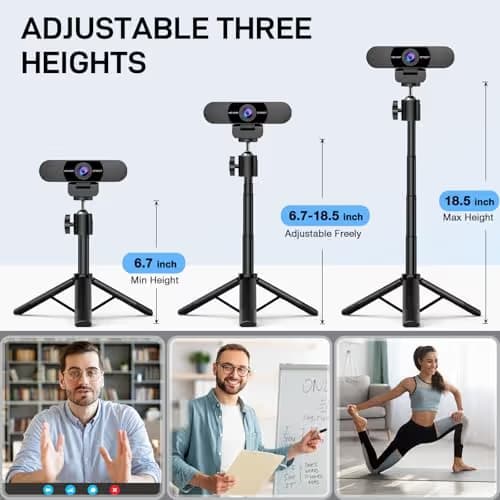 EMEET C960 Webcam with Tripod, 1080P Webcam with Microphone, Adjustable Height Mini Tripod, C960 Web Camera with Privacy Cover, Plug & Play with Stand for Zoom/Skype/YouTube/FaceTime image